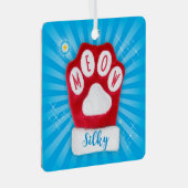 MEOWクリスマスサンタキャットレッドミッテン星追加の名前 メタルオーナメント (正面右)