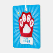 MEOWクリスマスサンタキャットレッドミッテン星追加の名前 メタルオーナメント (正面左)