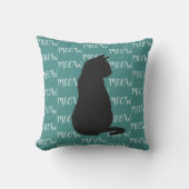 MEOWブラックキャットシルエット猫好き装飾用クッション クッション (正面)