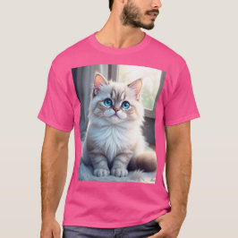 「Meowモードオン - かわいい猫のプリントTシャツ」 Tシャツ