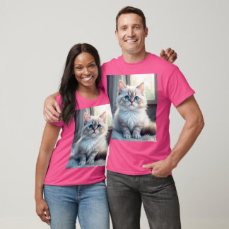 「Meowモードオン - かわいい猫のプリントTシャツ」 Tシャツ