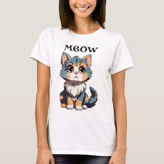 Meow魔法(猫好き) Tシャツ (正面)