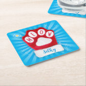 MEOW カスタマイズ Cat's Name Red Christmas Santa Paw スクエアペーパーコースター (アングル)