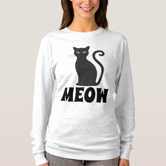 MEOW 黒猫Tシャツ Tシャツ (正面)