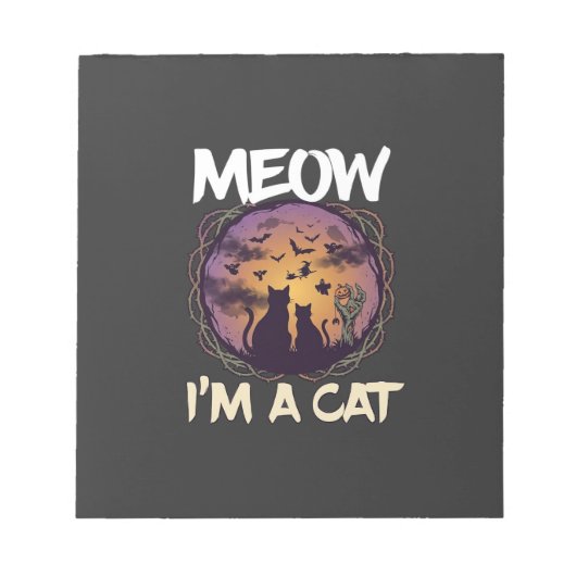 Meow Am Cat Halloween Night Witch Pumpkin_1 ノートパッド (正面)