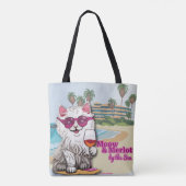 Meow and Merlot by the Sea totebag Tote Bag トートバッグ (裏面)