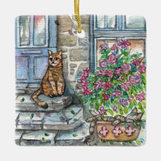 Meow at the Door セラミックオーナメント (正面)