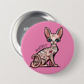 Meow Catボタンをタップ 缶バッジ (正面&裏面)