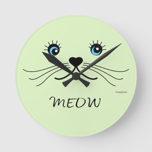 MEOW-Cat顔図カッコいい ラウンド壁時計 (正面)