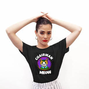 MEOW CAT Tおもしろいシャツ会長(ブラック) Tシャツ