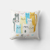 MEOW Catsカラフル装飾用クッション-おもしろい&鮮やか クッション (正面)