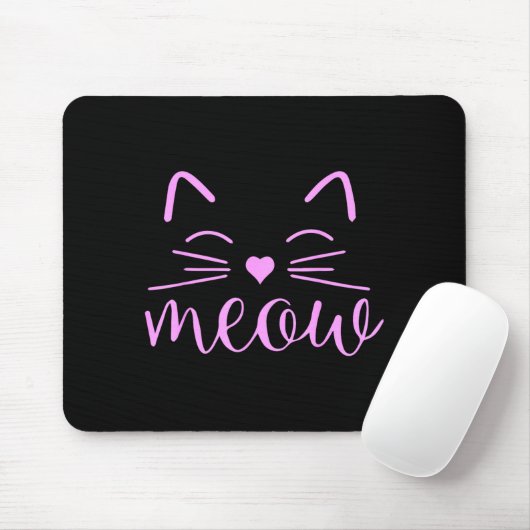 Meow Cute Cat Face Funny Quote For Cat Fans  マウスパッド (マウス)