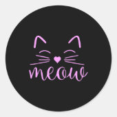 Meow Cute Cat Face Funny Quote For Cat Fans  ラウンドシール (正面)