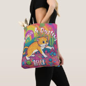 Meow & Destroy オリジナル 可愛いネコ トートバッグ (クローズアップ)
