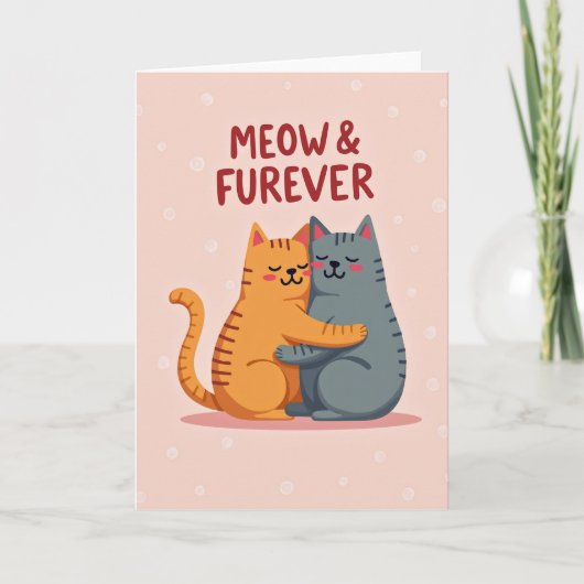 Meow Forever Cute Cat Love Card カード (正面)