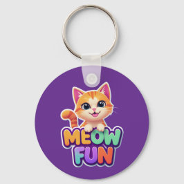 Meow Fun - かわいい笑顔の猫のキーチェーン キーホルダー