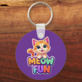 Meow Fun - かわいい笑顔の猫のキーチェーン キーホルダー (正面)