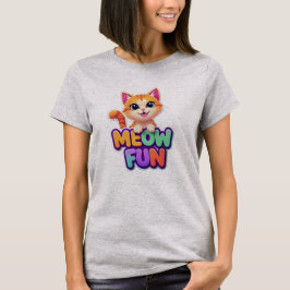Meow Fun - かわいい笑顔の猫Tシャツ Tシャツ
