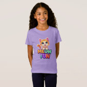Meow Fun - かわいい笑顔の猫Tシャツ Tシャツ (正面フル)