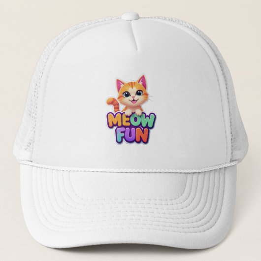 Meow Fun - Cute Smiling Cat Hat キャップ (正面)