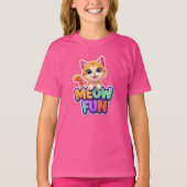 Meow Fun - Cute Smiling Cat T-Shirt Tシャツ (正面)