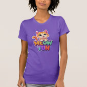 Meow Fun - Cute Smiling Cat T-Shirt Tシャツ (正面)