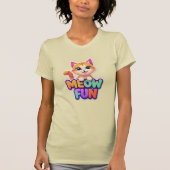 Meow Fun - Cute Smiling Cat T-Shirt Tシャツ (正面)
