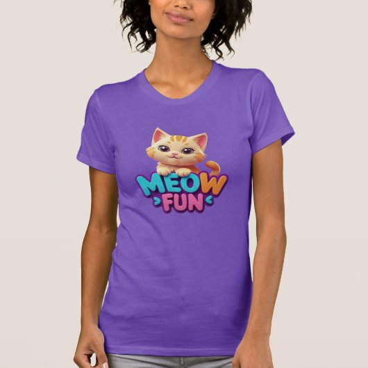 Meow Fun - Sweet Look Cat T-Shirt  Tシャツ (正面)