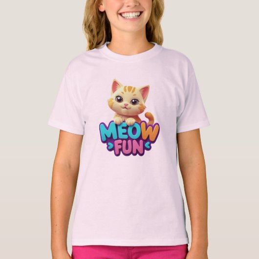 Meow Fun - Sweet Look Cat T-Shirt Tシャツ (正面)
