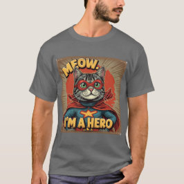 Meow, I'm a Hero -おもしろい猫好き Tシャツ