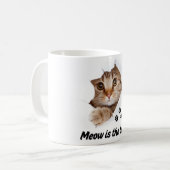 Meow Is the Time – かわいい猫 コーヒーマグカップ (正面左)