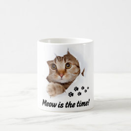 Meow Is the Time – かわいい猫 コーヒーマグカップ