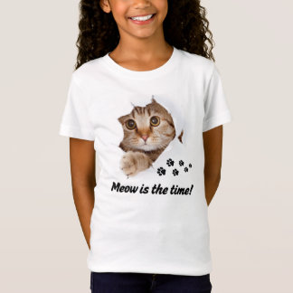 Meow Is The Time – かわいい猫Tシャツ子供へ Tシャツ