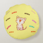Meow Kitten Print Round Pillow ラウンドクッション (裏面)