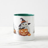 Meow-lloween Witch Cat Ghost Halloween Fun マグカップ (中央)