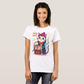 Meow Magic - かわいい猫にインスパイアされた Tシャツ (正面フル)