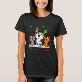 Meow Meow Christmas Cat Wear Reindeer Tシャツ