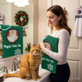 Meow Merry Christmas Photo Customize Bath Towel Se バスタオルセット