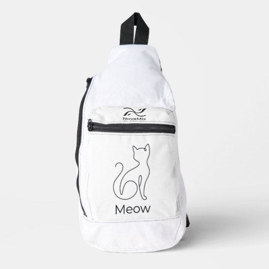 Meow – Minimalist Cat スリングバッグ (正面)