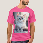 “Meow Mode On – Cute Cat Printed T-Shirt” Tシャツ (正面)