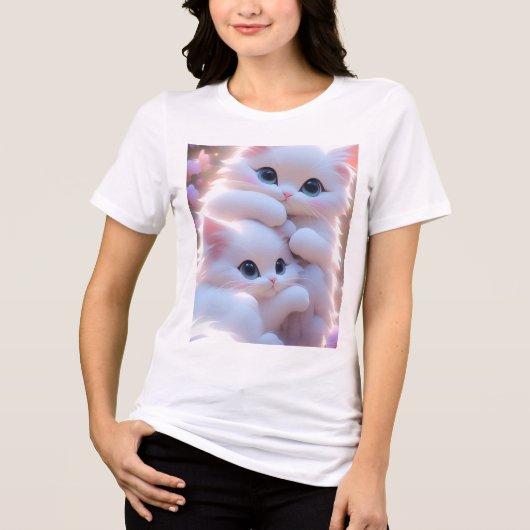 "Meow Mood Activated _ Aesthetic Kitty Design Tee" トライブレンドＴシャツ (正面)