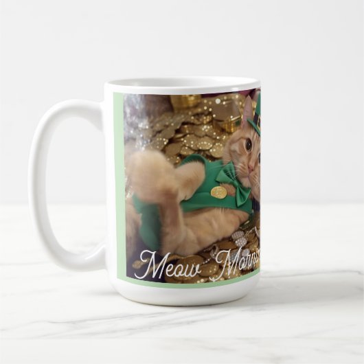 Meow Morning , photo,text, back text, Cat Photo コーヒーマグカップ (左)