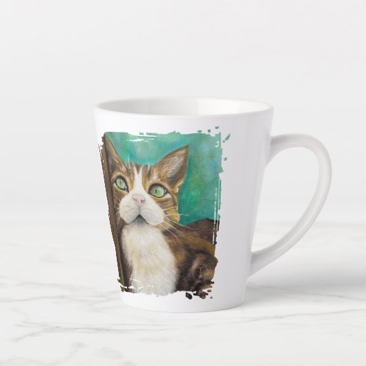 Meow Mug with cat painting カフェラテマグ (右)