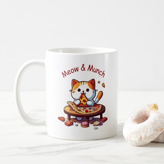 Meow & Munch Pizza Cat Mug コーヒーマグカップ (ドーナツ)