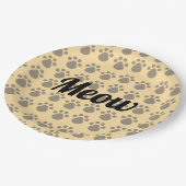 Meow, Paw Prints ペーパープレート (アングル)