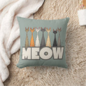 Meow Peeking Cats Funny Sage Green Cat Lover Print クッション (ブランケット)