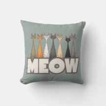 Meow Peeking Cats Funny Sage Green Cat Lover Print