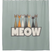 Meow Peeking Cats Funny Sage Green Cat Lover Print シャワーカーテン (正面)