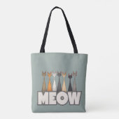 Meow Peeking Cats Funny Sage Green Cat Lover Print トートバッグ (裏面)