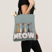 Meow Peeking Cats Funny Sage Green Cat Lover Print トートバッグ (クローズアップ)